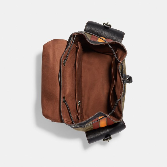 NWT Coach Outlet Hudson Backpack In Signature Canvas With Varsity Stripe - Picture 3 of 5